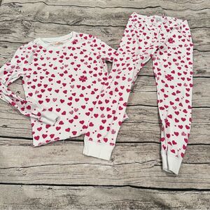 Petitdoux from Maisonette Heart Print Kids Pajamas; Pima Cotton; Size 10